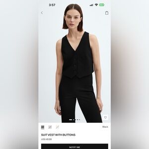 NWT Mango Black Women's Suit Vest with Buttons Small size